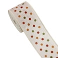 thumbnail image 2 of BBilaBu 15 Ft Fall Wired Ribbon, 2.48 Inch Wide Thanksgiving Craft Ribbon with Fall Polka Dot Print, Wired Edges for Wreath Bows, Gift Wrapping, Garlands, Centerpieces and DIY Decor, 2 of 6
