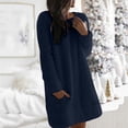 thumbnail image 2 of gakvbuo Sherpa Fleece Tunic Pullover Dress For Womens Long Sleeve Sherpa Dress Fuzzy Straight Dress Sweatshirts Oversized Fluffy Coat With Pockets, 2 of 5