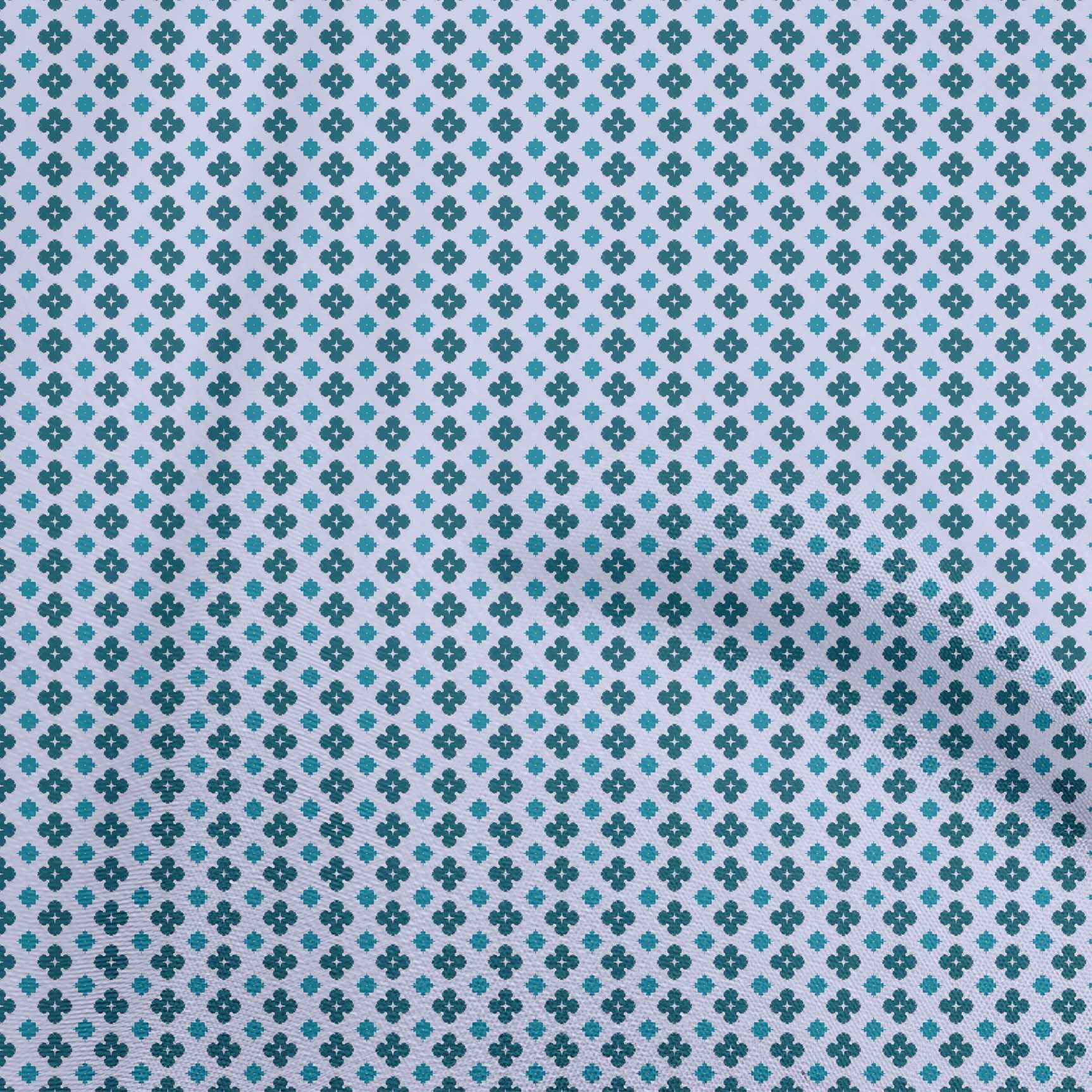 OneOone Cotton Jersey Turquoise Blue Fabric Asian Block Print Diy oneoone-cotton-jersey-turquoise-blue-fabric-asian-block-print-diy