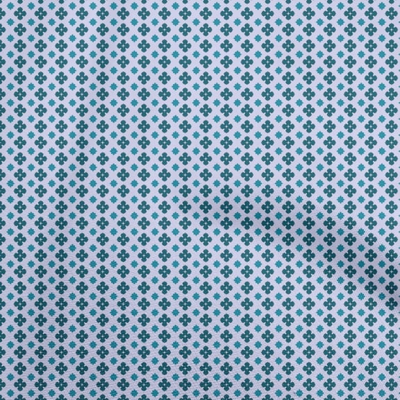 oneOone Viscose Chiffon Turquoise Blue Fabric Asian Block Print Sewing Craft Projects Fabric Prints By Yard 42 Inch Wide