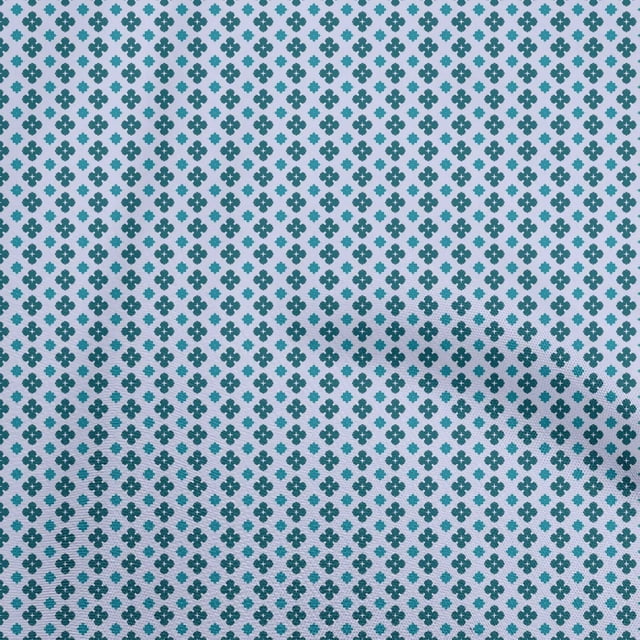 oneOone Polyester Spandex Turquoise Blue Fabric Asian Block Print Sewing Craft Projects Fabric Prints By Yard 56 Inch Wide