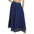 thumbnail image 2 of Bimba Women's Blue Drawstring Tassel Waist Gota Patti Design Maxi Skirt-XL, 2 of 2