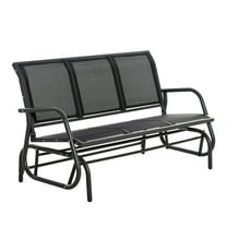 3-Person Outdoor Patio Glider Bench, Porch Swing - Breathable Mesh, Metal Frame - Black
