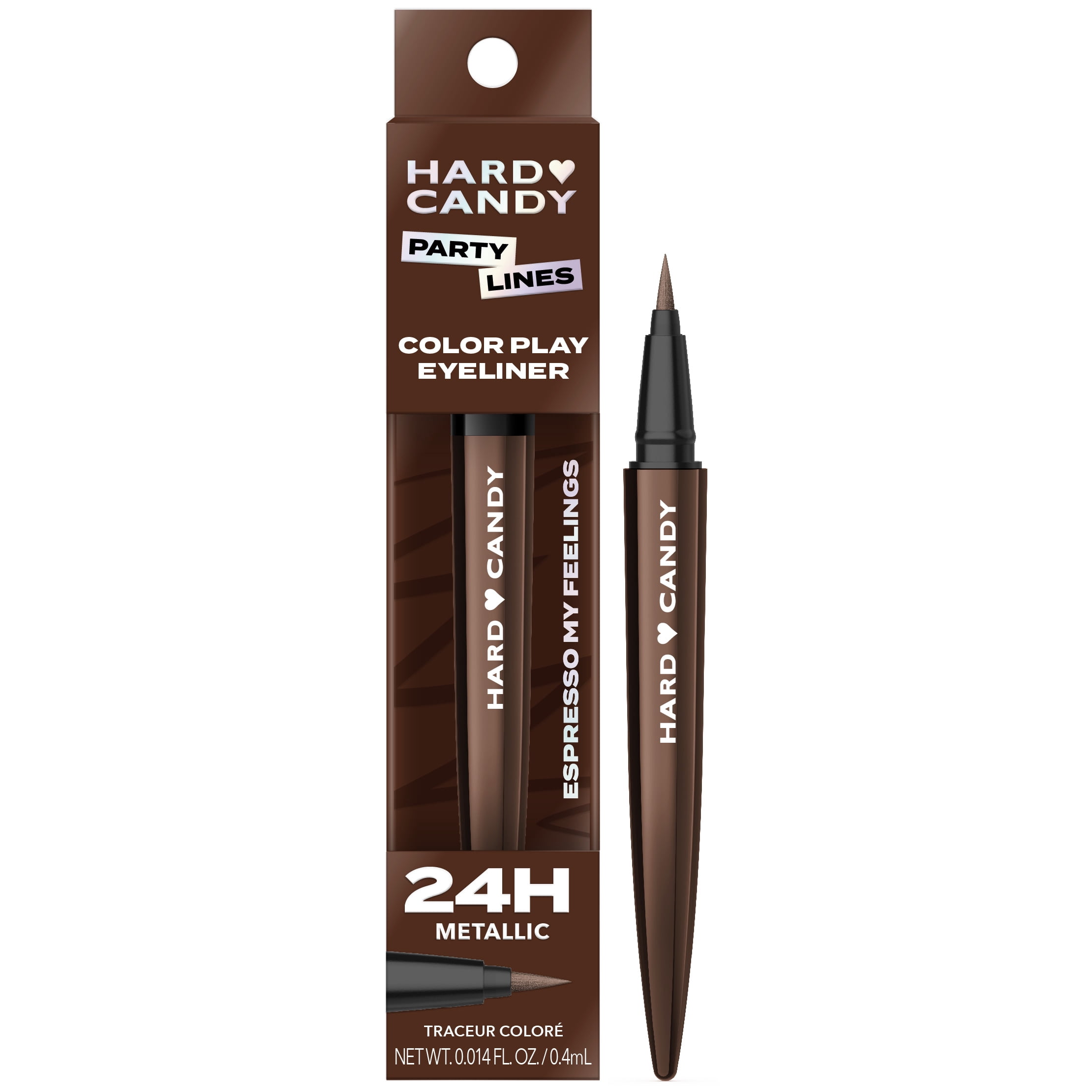(2 pack) Hard Candy Party Lines Color Play Eyeliner, Liquid, 24HR, Espresso My Feelings, Metallic Brown