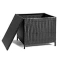 thumbnail image 7 of Hassch Outdoor PE Wicker End Table with Storage & Iron Frame,27 Gallon Square Side Table for Patio Porch Lawn, Black, 7 of 7