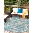 thumbnail image 3 of Unique Loom Outdoor Modern Collection Area Rug - Strive (3' 1" Round Aqua Blue/Yellow), 3 of 9