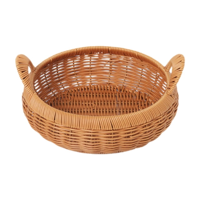 Cesta de almacenamiento de ratán de imitación, cesta de pan, contenedor de almacenamiento de decoración del hogar, para bocadillos, pan, encimera de 25 cm x 8 cm