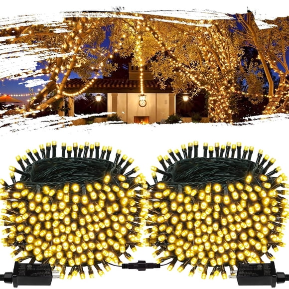 Guirnalda de luces navideñas OZS mejorada, paquete de 2, 50 m, 400 LED
