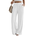 thumbnail image 5 of SWQZVT Women's Summer Palazzo Pants High Waisted Wide Leg Drawstring Flowy Beach Lounge Pants with Pockets, 5 of 8