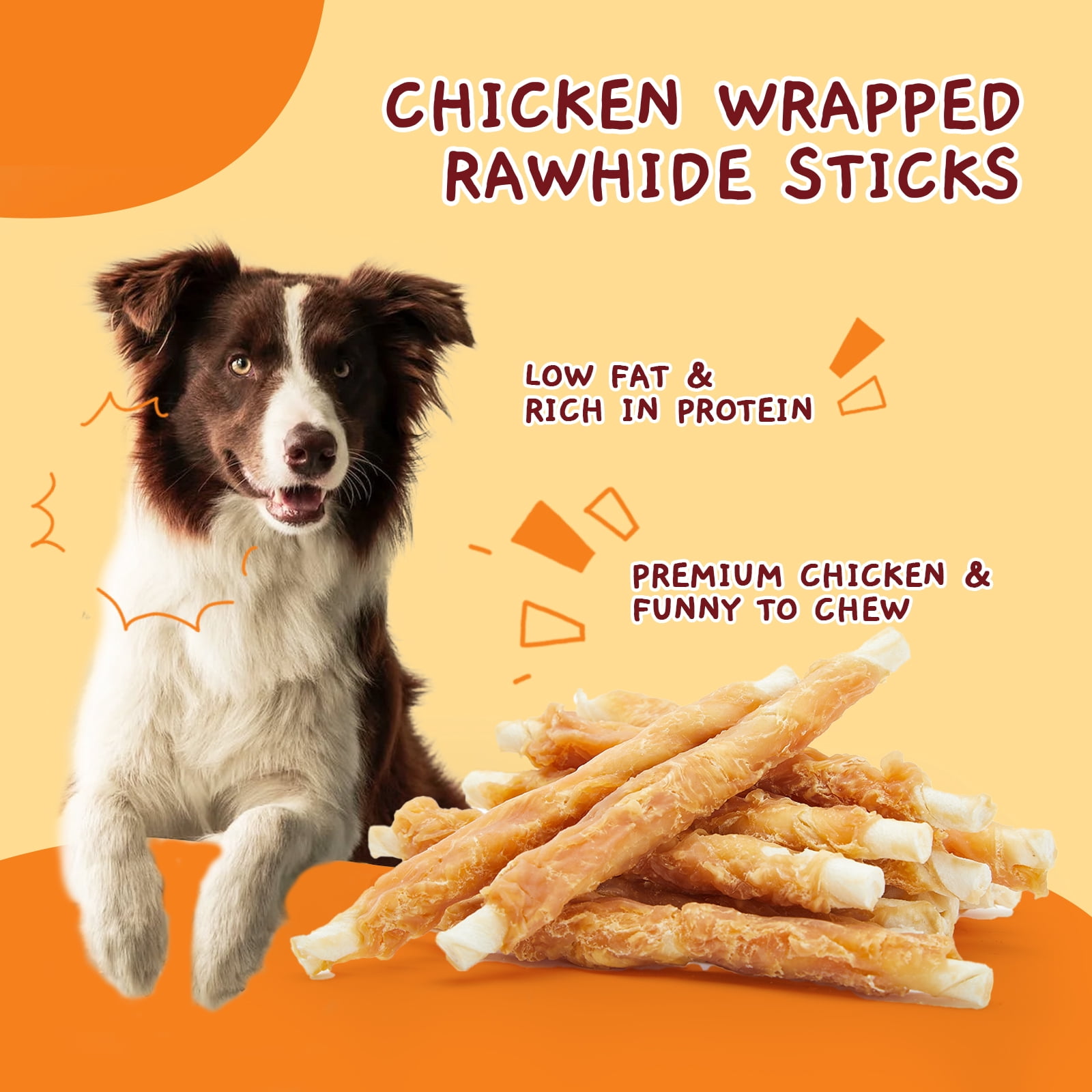 (5 pack) Jungle Calling Dog Treats, Chicken Wrapped Rawhide Sticks for Dogs, Puppy Training Treats Dog Chews Snacks (10.6 Ounce (Pack of 1))
