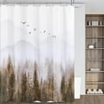 thumbnail image 2 of Blue Misty Forest Mountain Nature Tree Fabric Shower Curtains for Bathroom Waterproof Heavy Duty Navy Blue and White Woohitedland Shower Curtain Bathtubs Hotel, 72 x 72 inch, 2 of 6