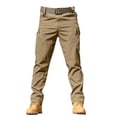 thumbnail image 2 of Carpenter Pants for Men, Men's Solid Color Outdoor Stretch Overalls with Large Pockets Loose Soft Pants Rainproof Training Pants Mens Sweatpants Brown L, 2 of 9