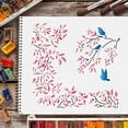 thumbnail image 6 of Birds Tree Stencils Template 11.8x11.8inch Plastic Birds Branche Drawing Painting Stencils Square Branches Reusable Stencils for Painting on Wood Floor Wall and Tile, 6 of 9