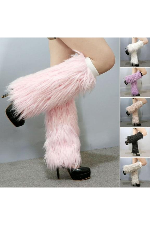1 Pair Female Leggings Medium Tube Solid Soft Anti-cold Warm Keeping Faux Fur Knee-length Hipster Warm Sock for Daily