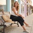 thumbnail image 5 of MLQIDK Pedal Pushers for Women Lounge Pant Dressy Casual High Waisted Knee Length Plus Size Shorts Trendy Summer Linen Capri Pants with Pockets Black 2XL, 5 of 6