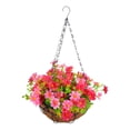 thumbnail image 3 of Cesta colgante de flores artificiales Sunnimix margaritas rosa Decoración de plantas colgantes, 3 of 8