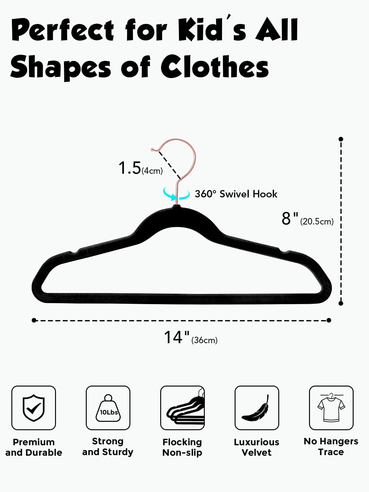 Clothes Hangers Black 14 inch-50P Space Saving Closet Organizer