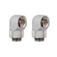 thumbnail image 1 of Miangastore 2pcs G1/4 Thread 90 Degree Brass Rotary Fitting Water Cooler Connector for Computer PC Water Cooling System Silver, 1 of 8
