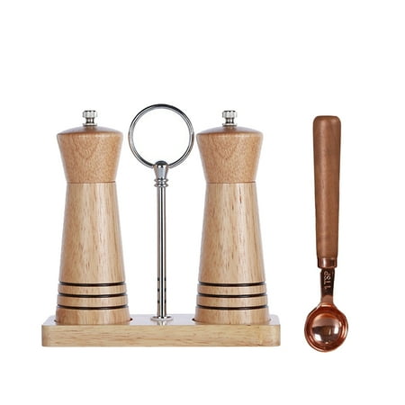 

Wood Salt and Pepper Grinder with Spoon Set Refillable Grinders for Whole and