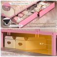 thumbnail image 5 of Full Corner Bed Frame with Bookcase Storage & Led Lights,Full Daybed Frame with Charging Station,Metal Platform Bed Frame with Storage Drawers Underneath for Living Room,Bedroom & Guest Room,Pink, 5 of 9