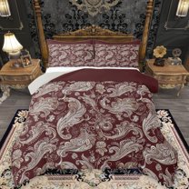 Homewish Bohemian Paisley Full Size Comforter Sets 3-Piece for Female Men Adults,Traditional Floral Flower Bedding Comforter Set,Boho Hippie Lightweight Bedding Sets,Microfiber Bedroom Decor