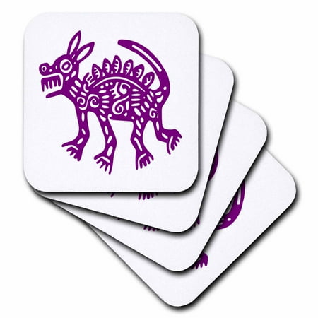 

3dRose Image of Mexican Coyote Symbol In Red Violet - Soft Coasters set of 8