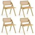 thumbnail image 1 of Costway Foldable Dining Chairs Set of 4 with Woven Rattan Backrest & Seat Rubber Wood Frame Natural, 1 of 8