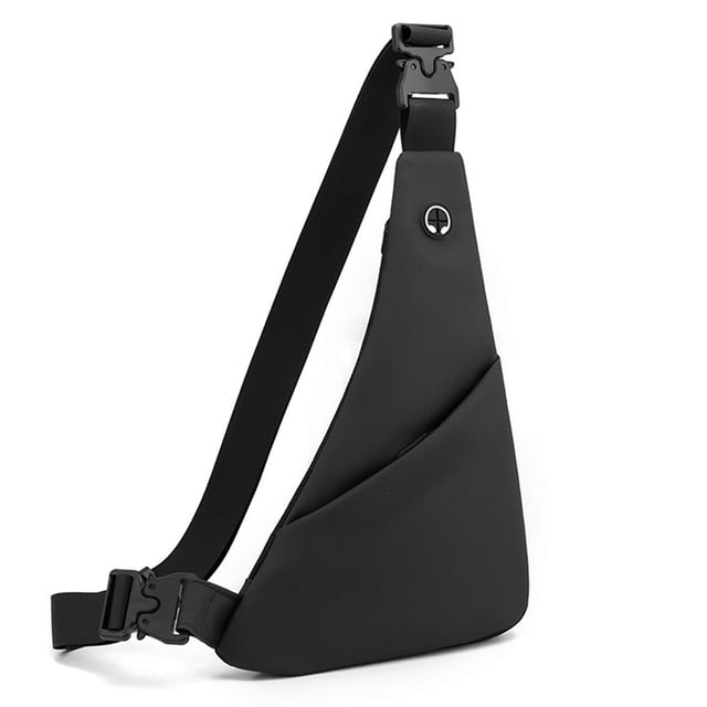 Bolso de pecho con película de cuero, bolso ajustado al cuerpo, bolso de pecho impermeable y voluminoso, bolso de hombro único, bolso de pecho, bolso de pecho diagonalnegro