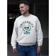 thumbnail image 2 of University of Life - Dark Emoji College Style Graphic Men's Sweatshirt, 2 of 4