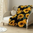 thumbnail image 2 of MDO Sunflower Gifts Blanket, Double Sided Print Throw Soft Warm Lightweight Blanket for Women Birthday Christmas, Home Living Room Decor Black 50"x60", 2 of 6