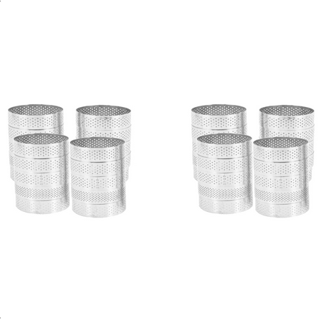 

40Pcs Circular Tart Rings with Holes Fruit Pie Quiches Cake Mousse Kitchen Baking Mould Perforated Cake Mousse Ring 8cm