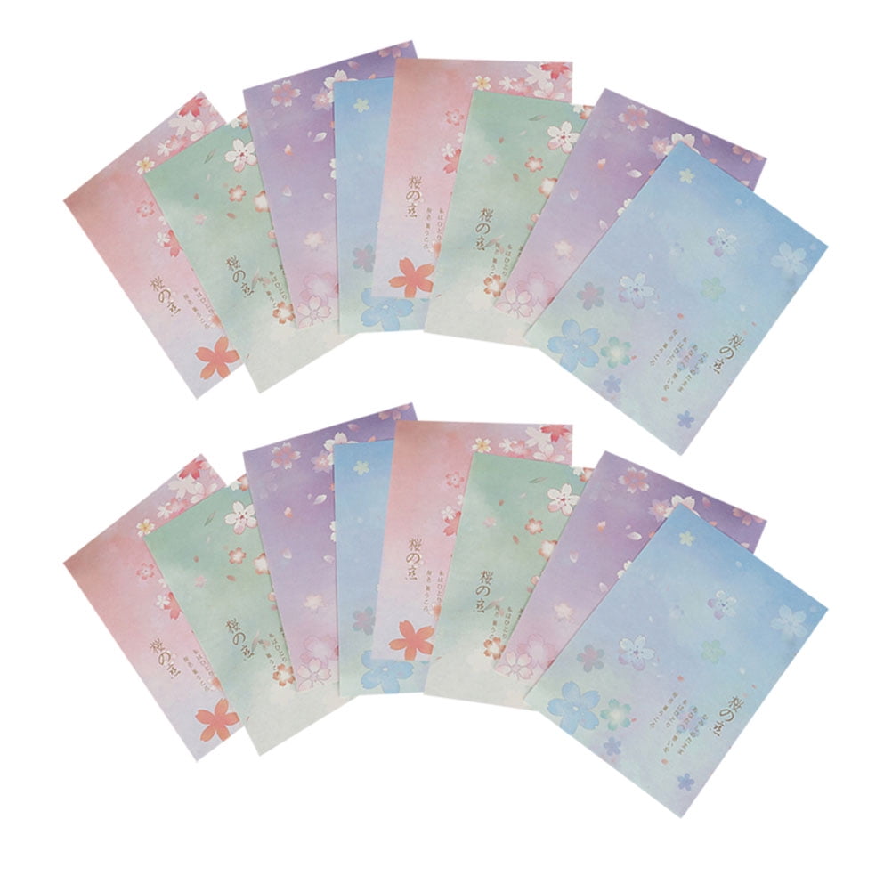 Supvox 5Set Blossoms Pattern Writing Paper Assorted Color Japanese Style Stationery for Letter Writing
