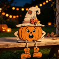 thumbnail image 3 of Wooden Halloween Pumpkin Decoration 6 in - Natural Wood Tabletop Ornament Sign Accent Display for Fireplace Mantel Shelf Tiered Tray Fall Harvest Decor Accent, 3 of 7