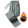 thumbnail image 2 of CFLVAEK Fleece Lined Sweatpants for Men Open Bottom Thick Warm Winter Sweatpant Big and Tall Drawstring Elastic Waist Trousers Solid Color Wide Leg Sweatpants with Pockets Gray L, 2 of 5
