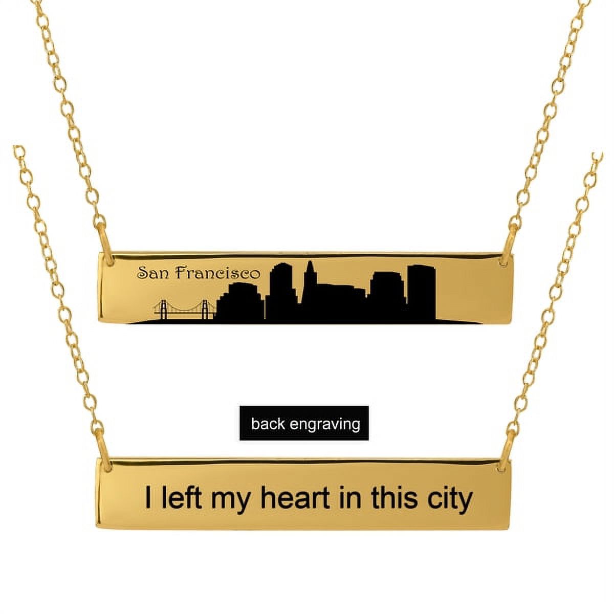 Personalized Sterling Silver, Gold Plated, 10k or 14k City Skyline Bar Necklace With 18 inch Link Chain