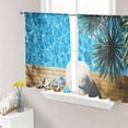 thumbnail image 4 of Sheer Curtains 54 Inches Long 2 Panels, Summer Blue Water Hat Palm Tree Rod Pocket Curtain Voile Draperies, Ocean Starfish Light Filtering Window Treatment for Living Room Kitchen Bedroom, 4 of 8