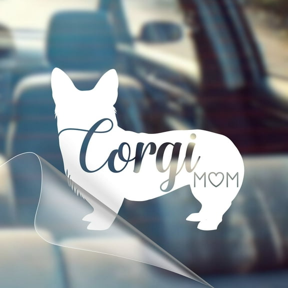 Corgi Mom Or Dad - Pet Dog Car Vinyl Decal Bumper Sticker for Car, Truck, Wall, Window, Vehicle, Weather Resistant, Gift, Dog Parents, Dog Lovers, Dog Gifts, Dog Owners (Corgi Mom)