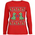 thumbnail image 1 of Tree Rex T Rex Ugly Christmas Sweater Womens Long Sleeve T Shirt, 1 of 1