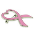 thumbnail image 2 of Pink Breast Cancer Awareness Ribbon Heart Enamel Brooch Pin, 2 of 3