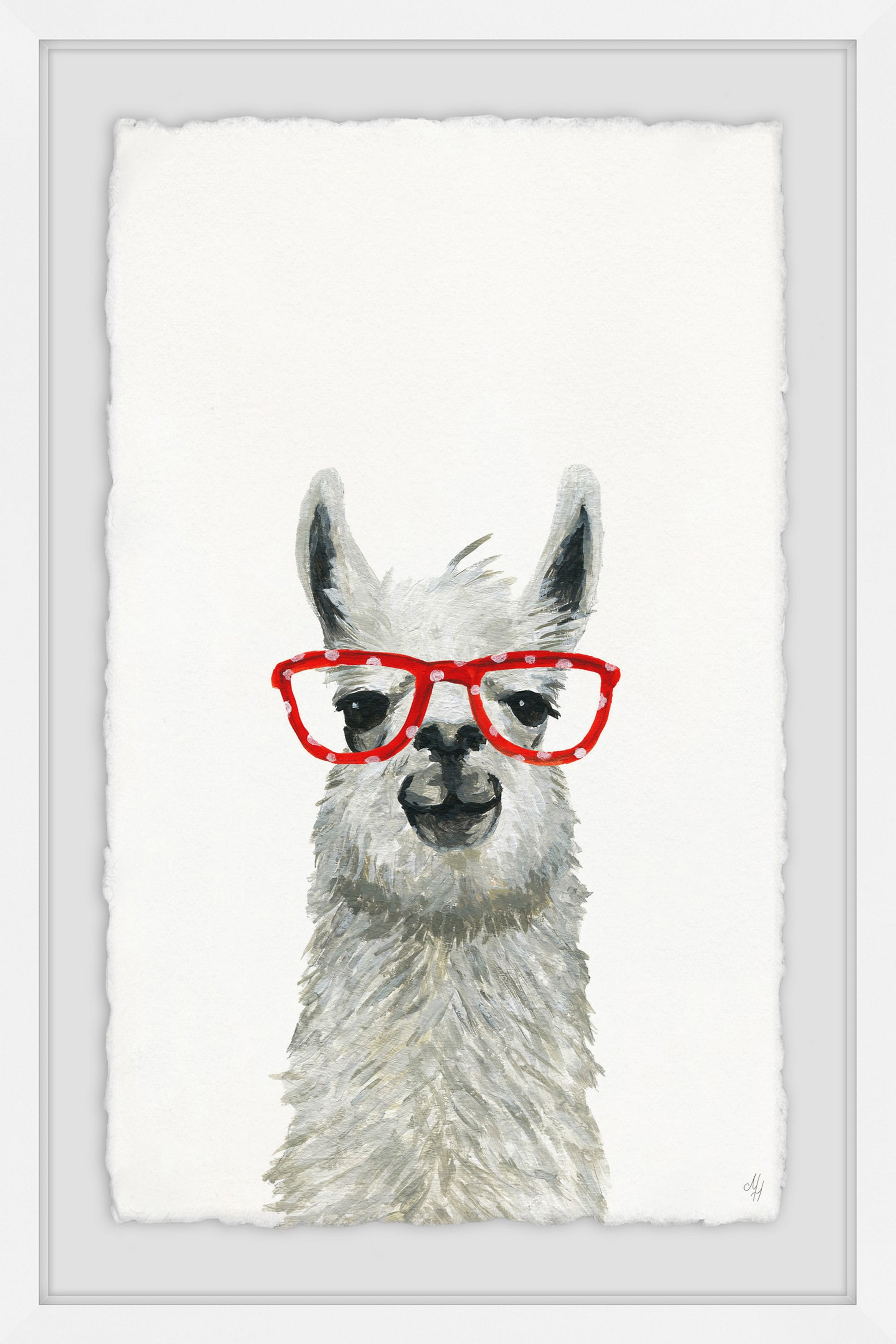 Red Trendy Llama Framed Painting Print