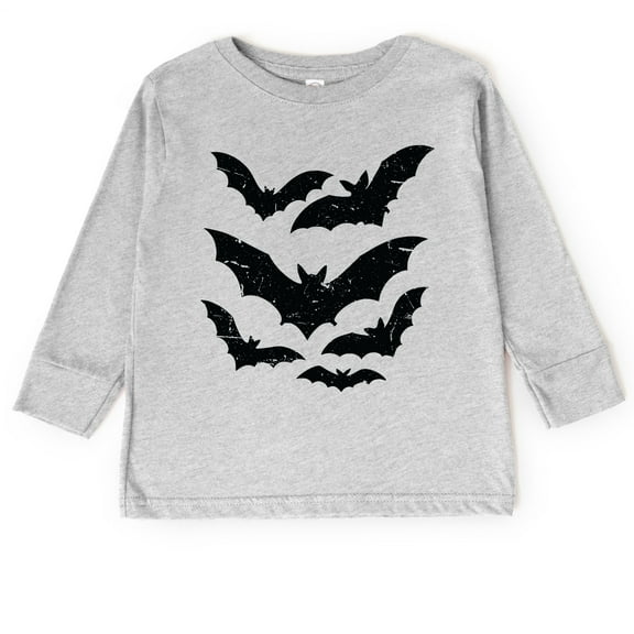 Halloween Bats Distressed - Toddler Long Sleeve Graphic Tee and Youth Long Sleeve Graphic T-Shirt