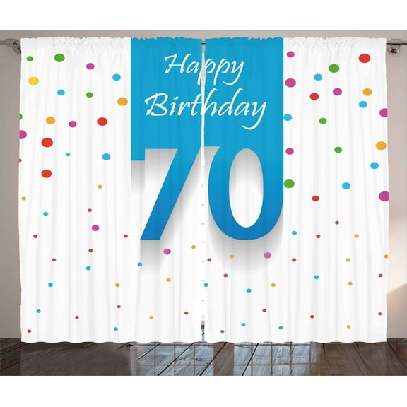 Ambesonne Birthday Curtains 2 Panel Set, Dots Happy Birthday, 108" x 84", Multicolor