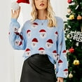 thumbnail image 4 of zaveiop Ugly Christmas Sweaters for Women Soft Acrylic Blend Cute Fuzzy Funny Wintertime Holiday Parties Knitted Pullover (Blue, S), 4 of 5
