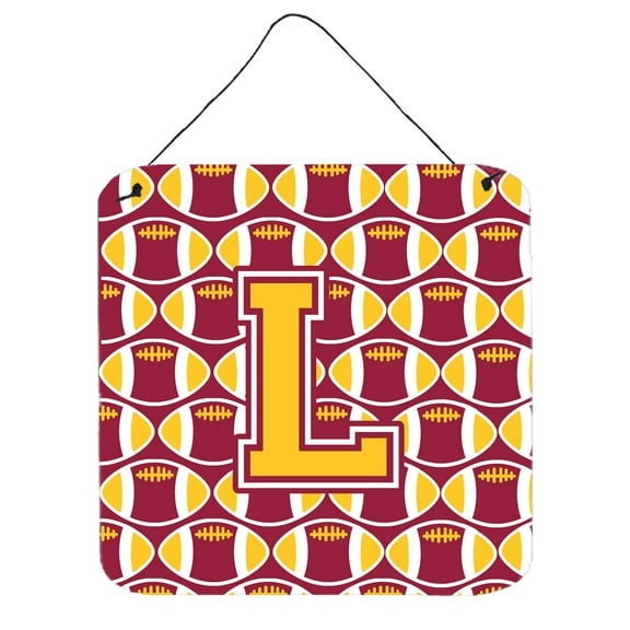 Letter L Football Maroon and Gold Wall or Door Hanging Prints