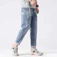 thumbnail image 5 of Pantalones vaqueros de verano azul claro para hombre, pantalones harén con bolsillos, pantalones vaqueros para hombre, novedad en ropa de calle Y2k, ropa gótica de los años 2000, lujo suave, 5 of 5