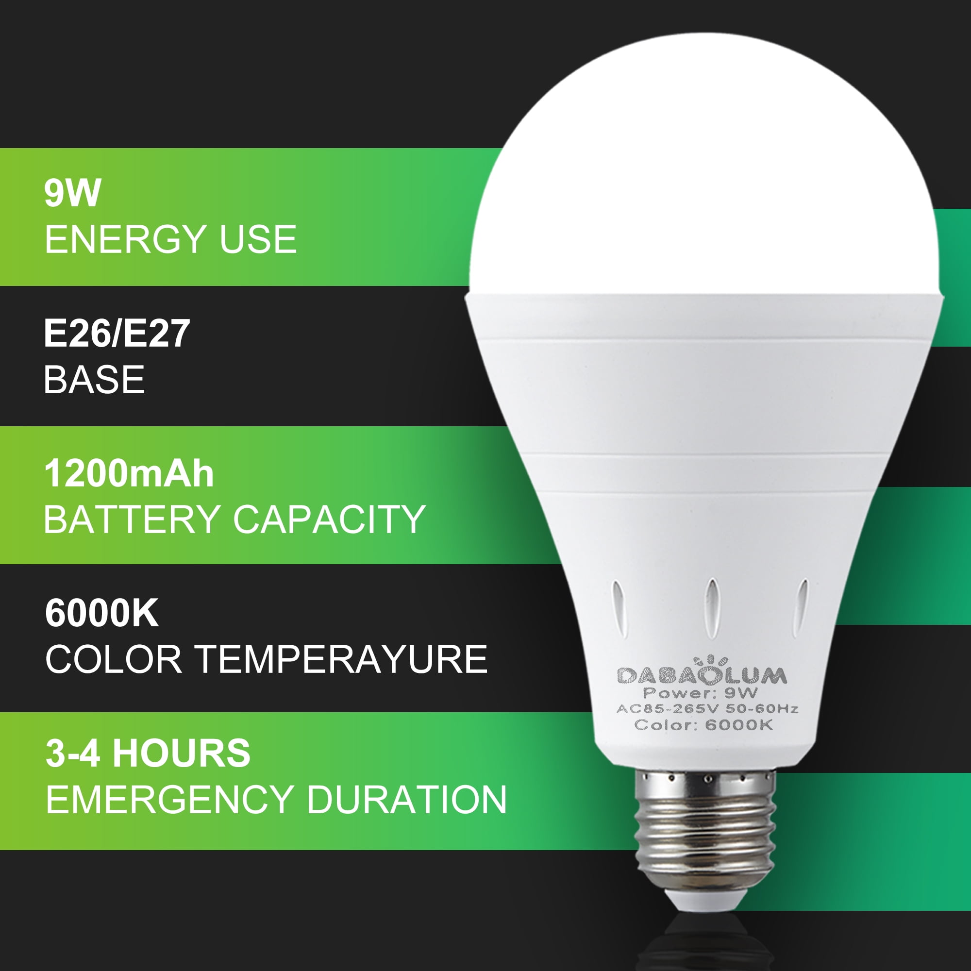 DEBAOBULB 10Pcs Rechargeable Light Bulbs,9W E26 Emergency Light Bulb with Hook