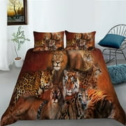 wenjialing Hot Sale Home Decor Bed Set Soft Quilt Cover 3D Animal Printing Bedding Set Duvet Cover Set, Twin (68"x86")