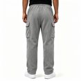 thumbnail image 5 of Dwellite Men's Corduroy Pants Wide Leg Baggy Cargo Sweatpants Loose Fit Casual Trousers with Multi Pocket Gray M, 5 of 5