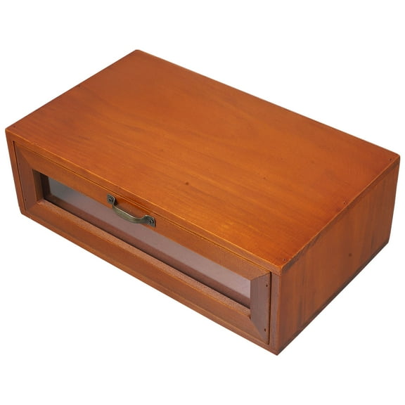 OUNONA Home Office Desk Organizer with Drawers Wooden Storage Box Rustic Dresser Vintage Desk Organizer