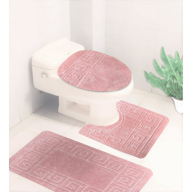 3pc Pink Bathroom Bath Rug Set Pattern Bathroom Non Slip Rug 20 X32 Large Contour Mat 20 X20 With Lid Cover T Bath Mat Contour And Lid Cover With Rubber Backing 6 Walmart Com Walmart Com